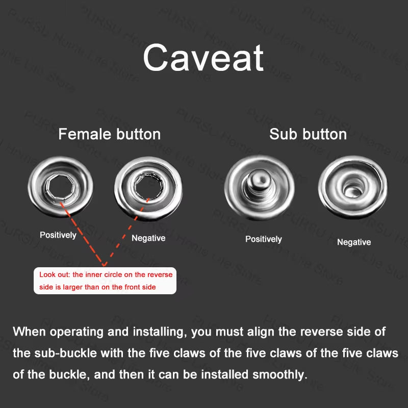 Universal 9.5Mm Metal Hollow Five-Claw Snap Button for Installing Clothes Bag Sewing and DIY Craft Hand Pliers Tool