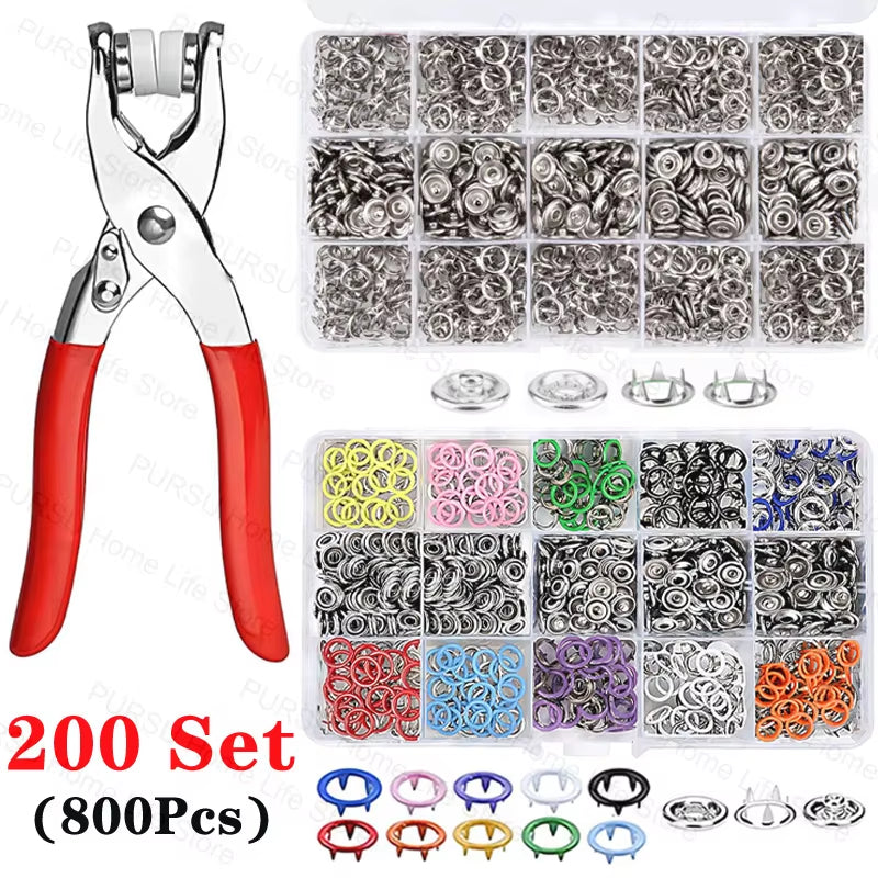 Universal 9.5Mm Metal Hollow Five-Claw Snap Button for Installing Clothes Bag Sewing and DIY Craft Hand Pliers Tool