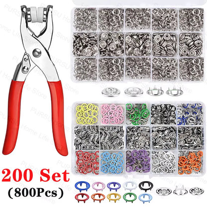 Universal 9.5Mm Metal Hollow Five-Claw Snap Button for Installing Clothes Bag Sewing and DIY Craft Hand Pliers Tool