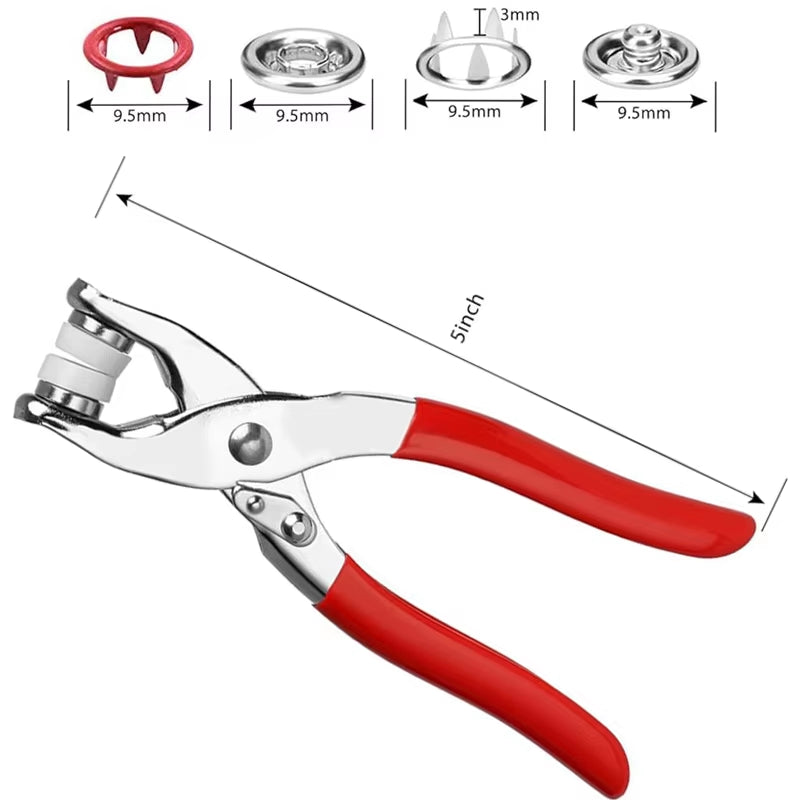 Universal 9.5Mm Metal Hollow Five-Claw Snap Button for Installing Clothes Bag Sewing and DIY Craft Hand Pliers Tool