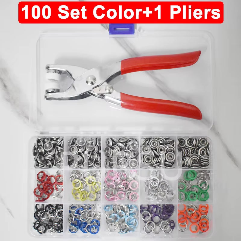 Universal 9.5Mm Metal Hollow Five-Claw Snap Button for Installing Clothes Bag Sewing and DIY Craft Hand Pliers Tool